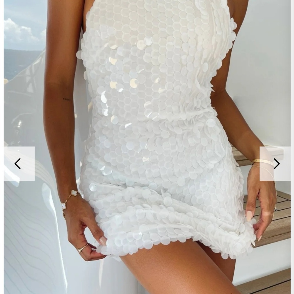 12th Tribe Sequin White Mini Dress